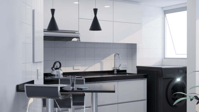 COCINA LINEAL PEQUEÑA CON COMEDOR AUXILIAR COCINA LINEAL PEQUEÑA